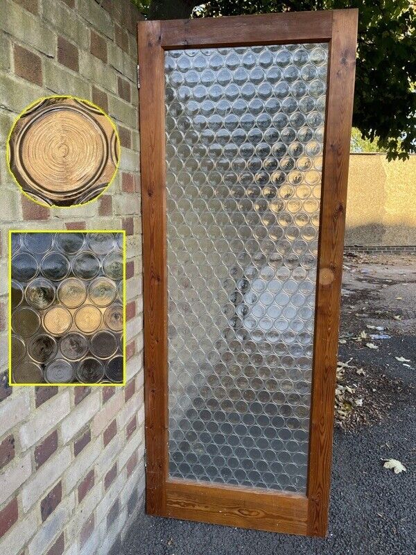 Reclaimed Art Deco Retro Round Glass Internal Door 1945 x 755mm