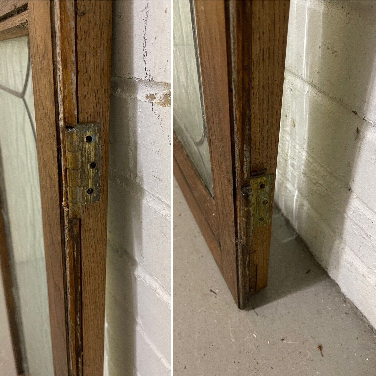Job Lot Of Four Double Glazed Leaded Trim Oak Wooden Windows Various Sizes