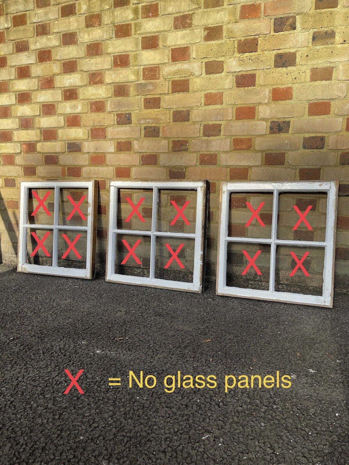 Job Lot Of Reclaimed Georgian 4 Panel Wooden Window NO GLASS Within Panels