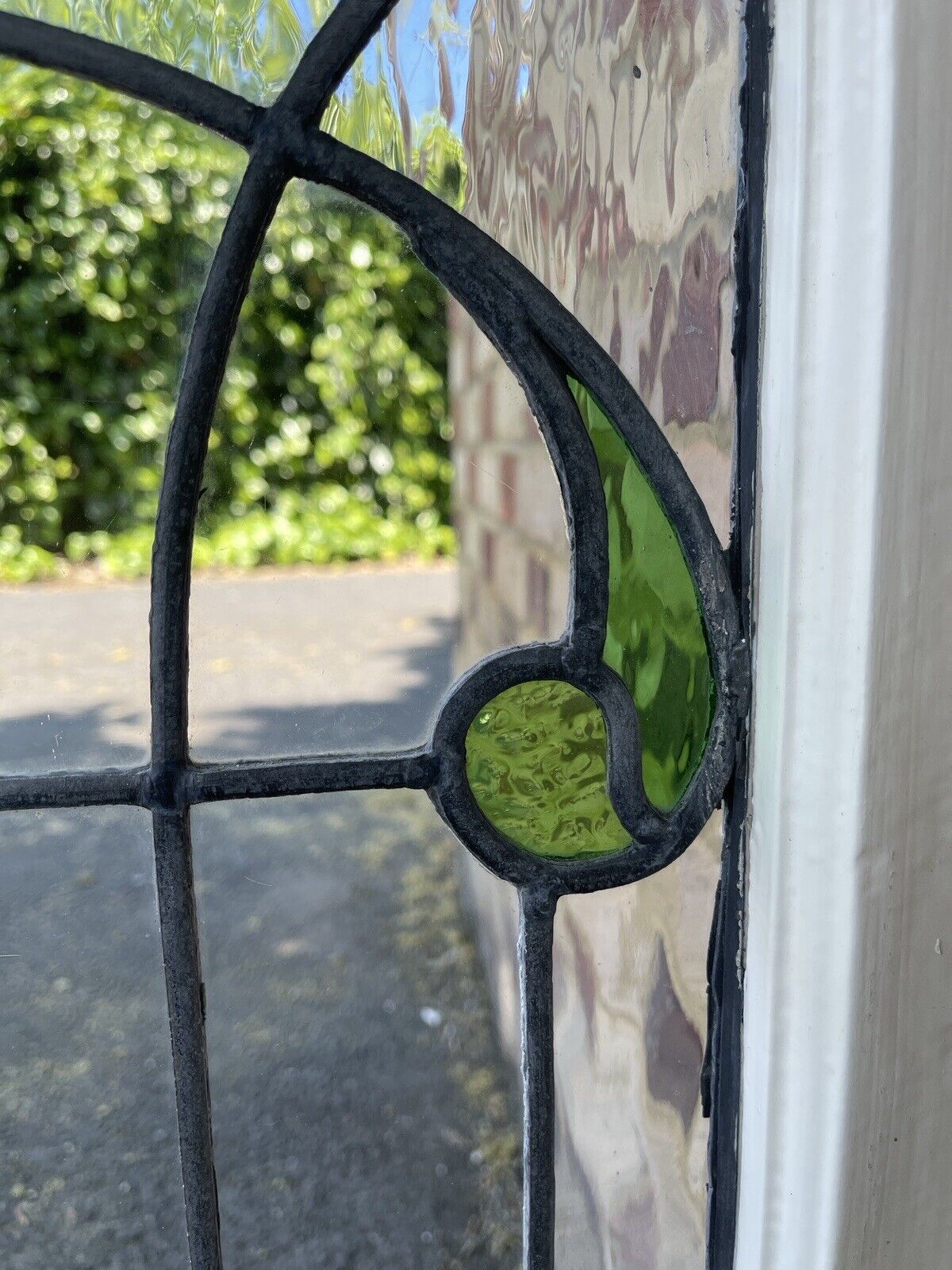 Reclaimed Leaded Light Stained Glass Art Nouveau Window Panel 835 x 530mm