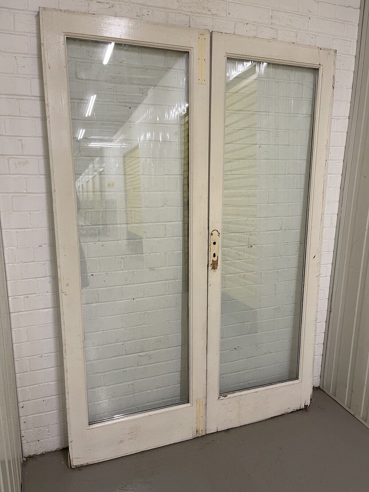 Reclaimed Old French Double Glazed Glass Wooden Double Doors 2005 x 1398mm