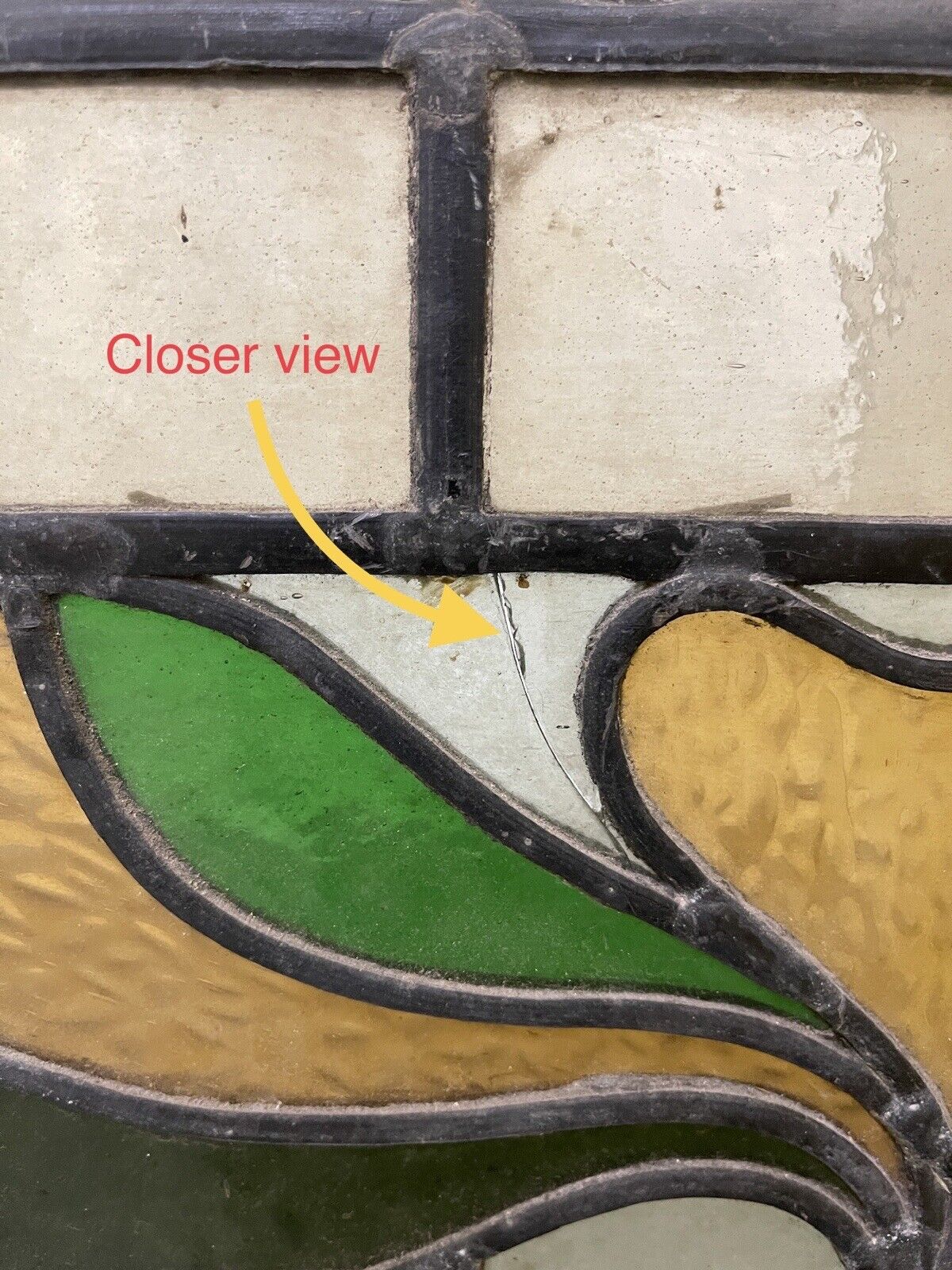 Reclaimed Leaded Light Stained Glass Art Nouveau Window Panel 680 x 655mm