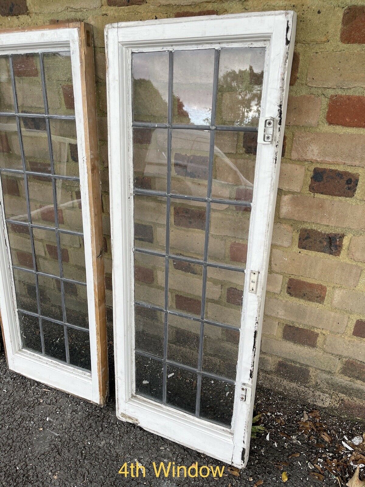 Job Lot Of 4 Reclaimed Leaded Light Panel Wooden Window