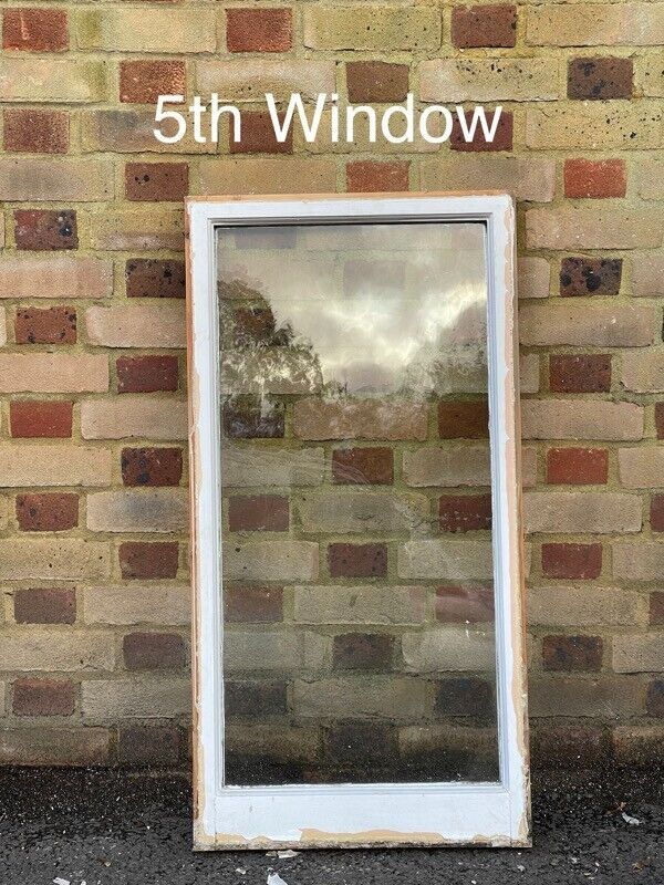 Job Lot Of Reclaimed Old Wooden Panel Sash Windows Cylinder Wavy Glass X 10