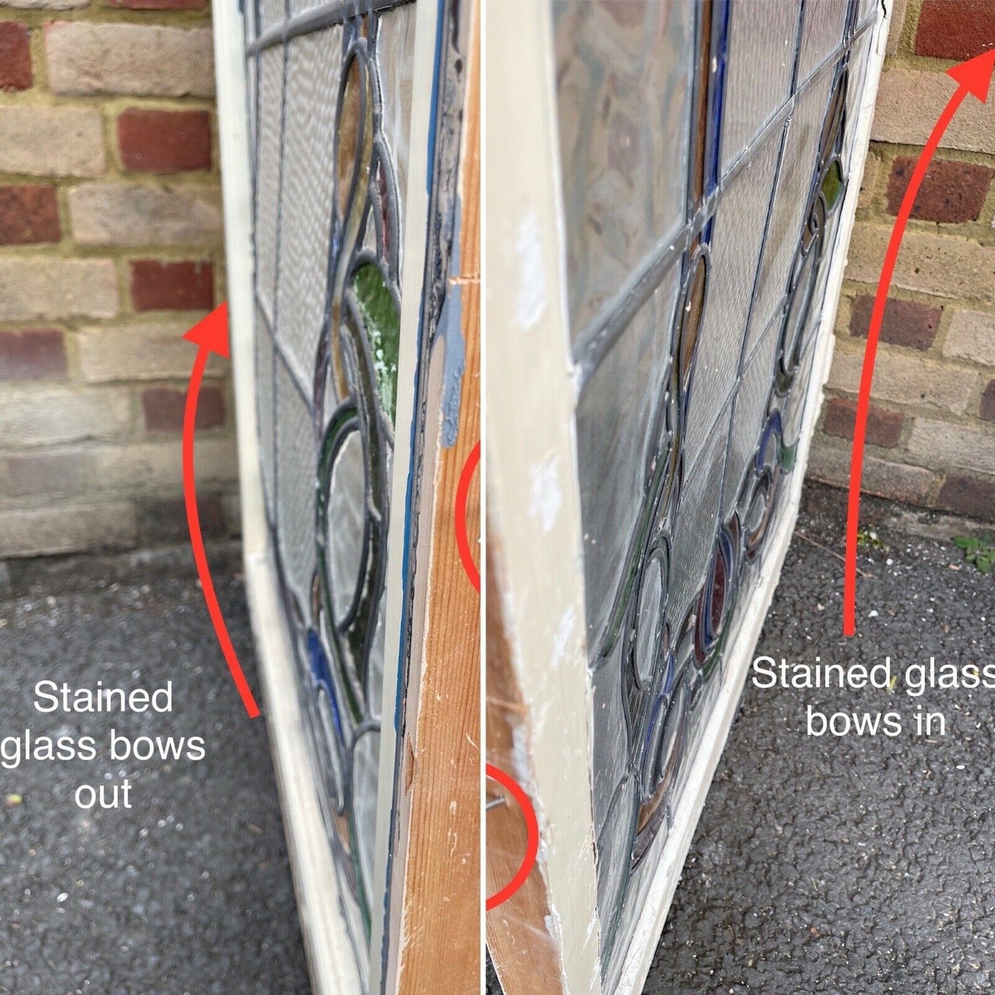 Job Lot Of Four Reclaimed Leaded Light Stained Glass Art Nouveau Window Panels