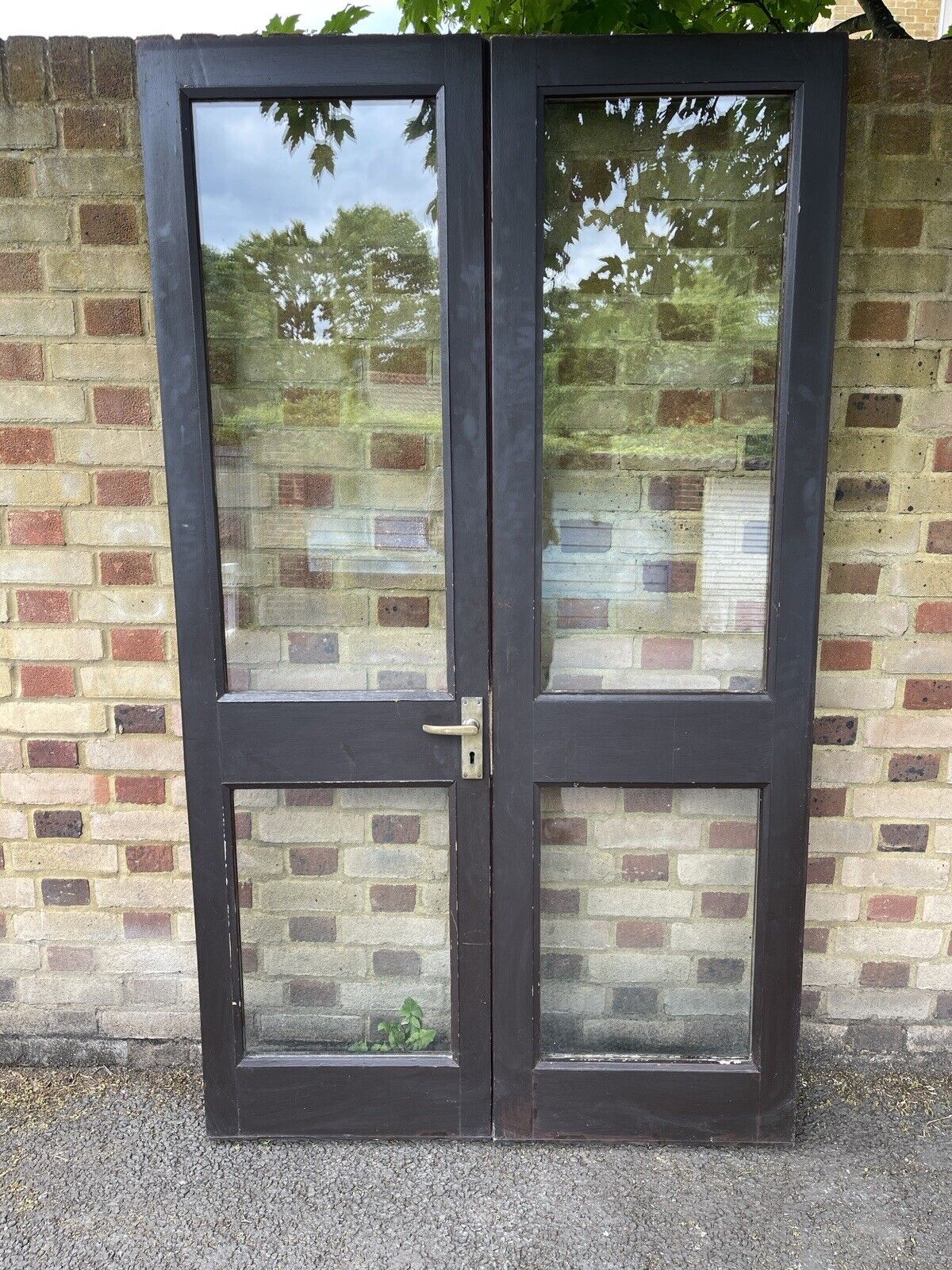 Reclaimed Old French Double Glazed Glass Wooden Double Doors 1160 x 2000mm