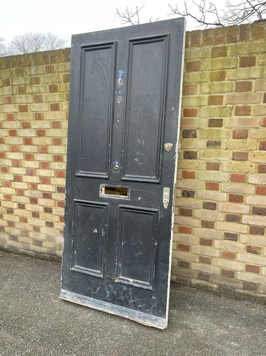 Reclaimed Old Edwardian Victorian Wooden Panel Front Door 2130mm x 910mm