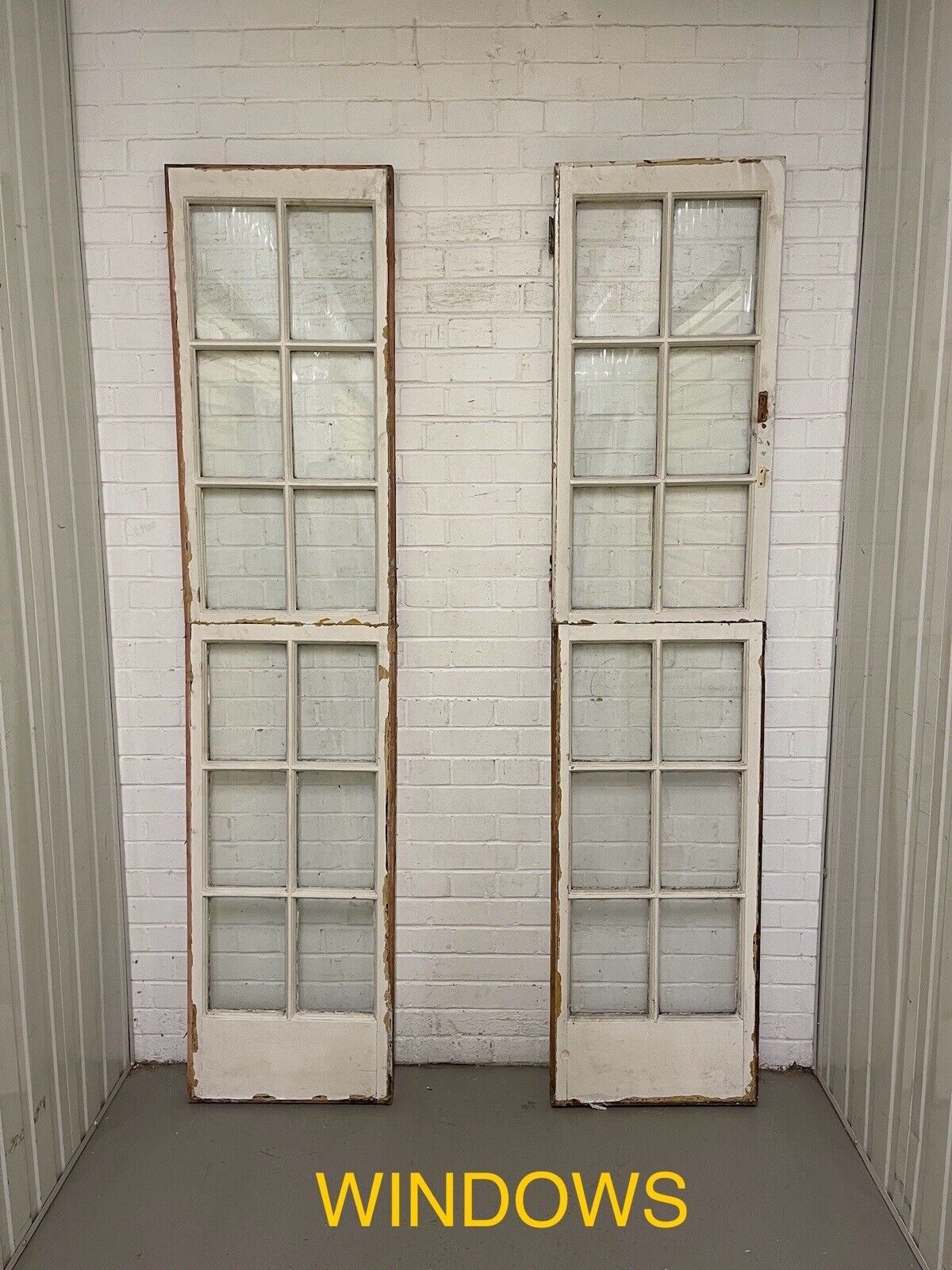 Reclaimed French Georgian Wooden Double Doors With Side Windows 2235 x 11070mm