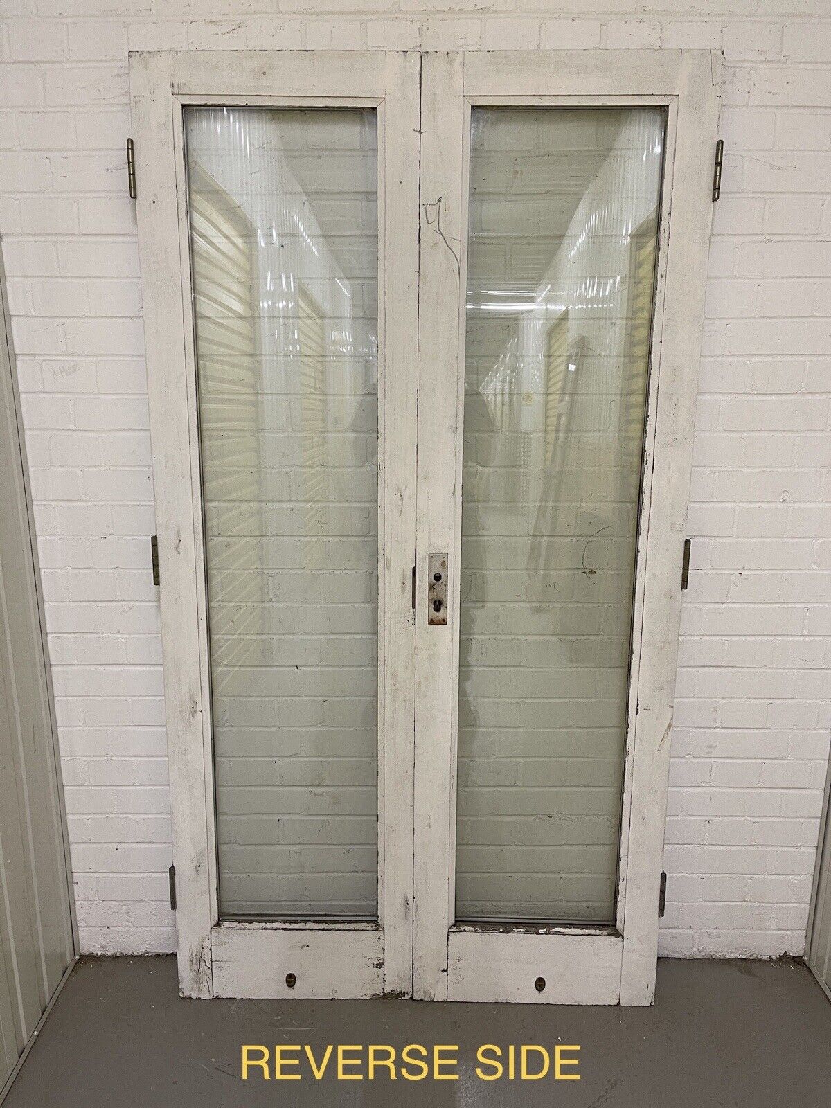 Reclaimed Old French Double Glazed Glass Wooden Double Doors 2005 x 1110mm