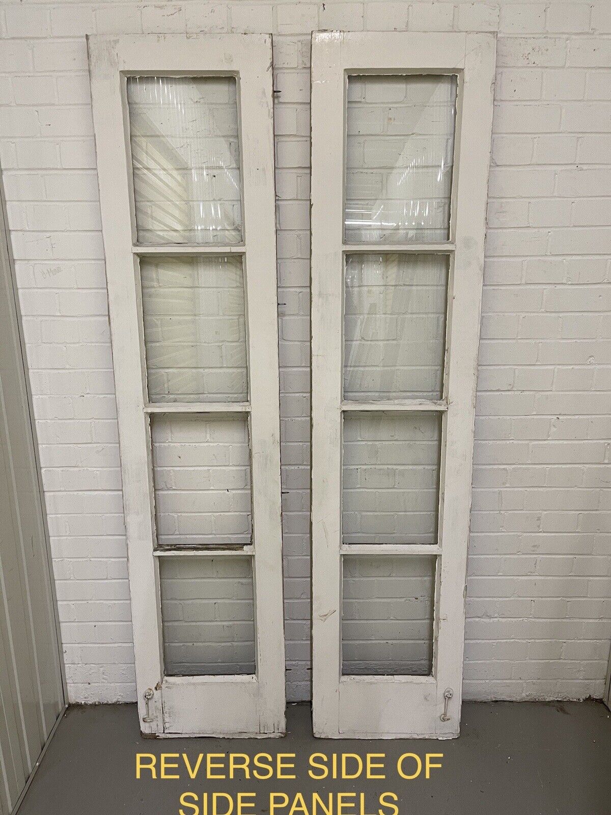 Reclaimed French Single Panel Glass Wooden Double Doors Side Panel 1973 x 910mm