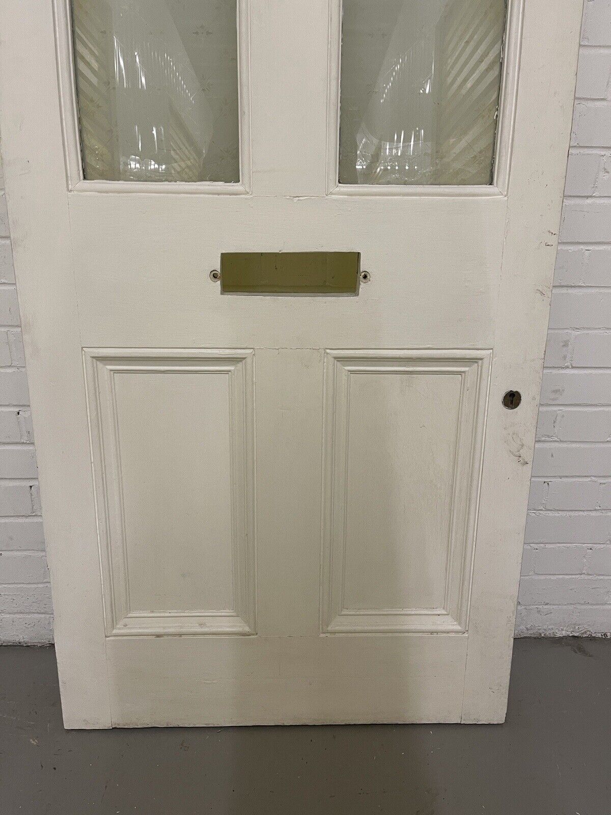 Reclaimed Old Victorian Wooden Panel Front Door Etched Glass 2023mm x 809mm
