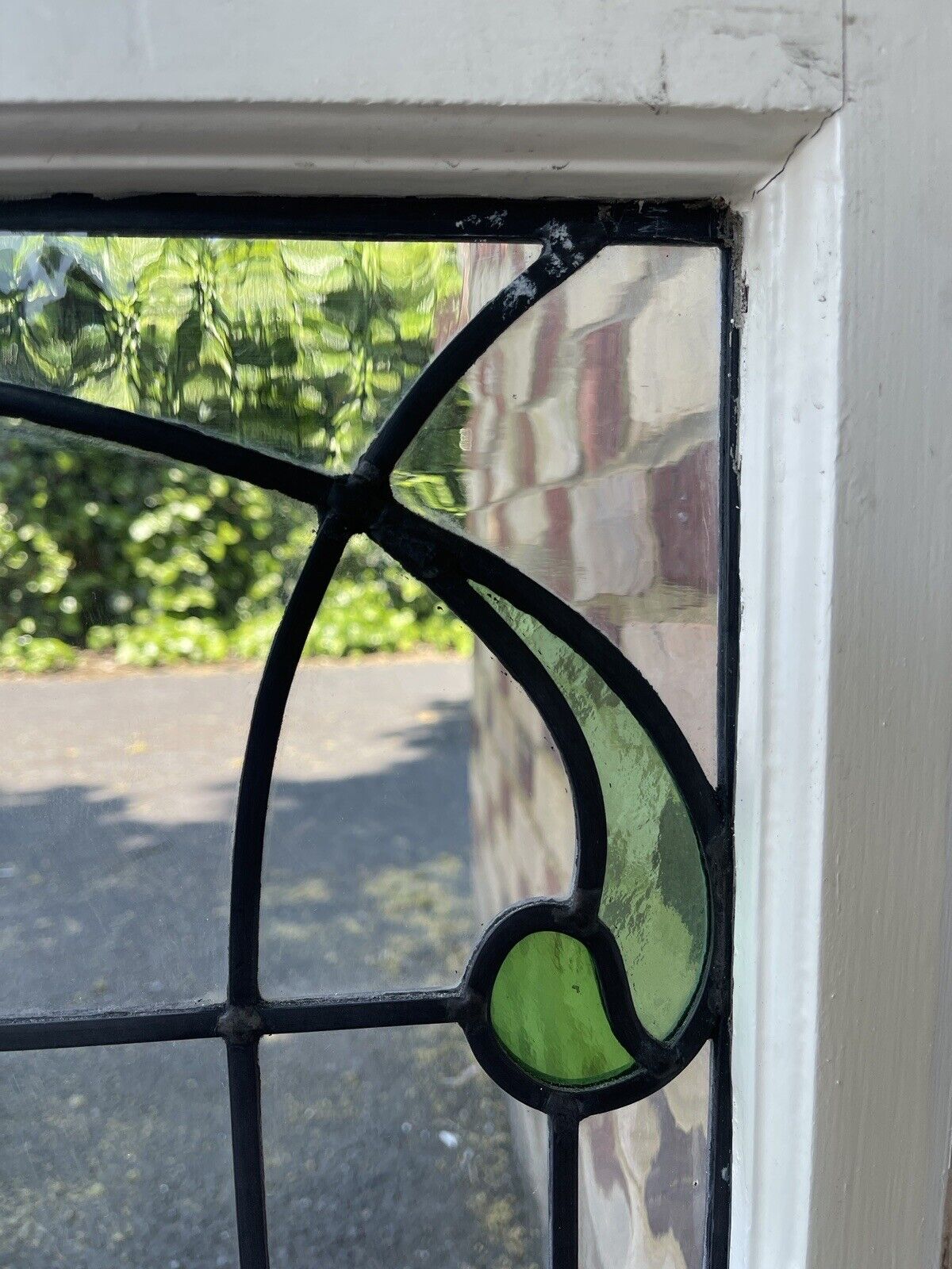 Reclaimed Leaded Light Stained Glass Art Nouveau Window Panel 835 x 530mm