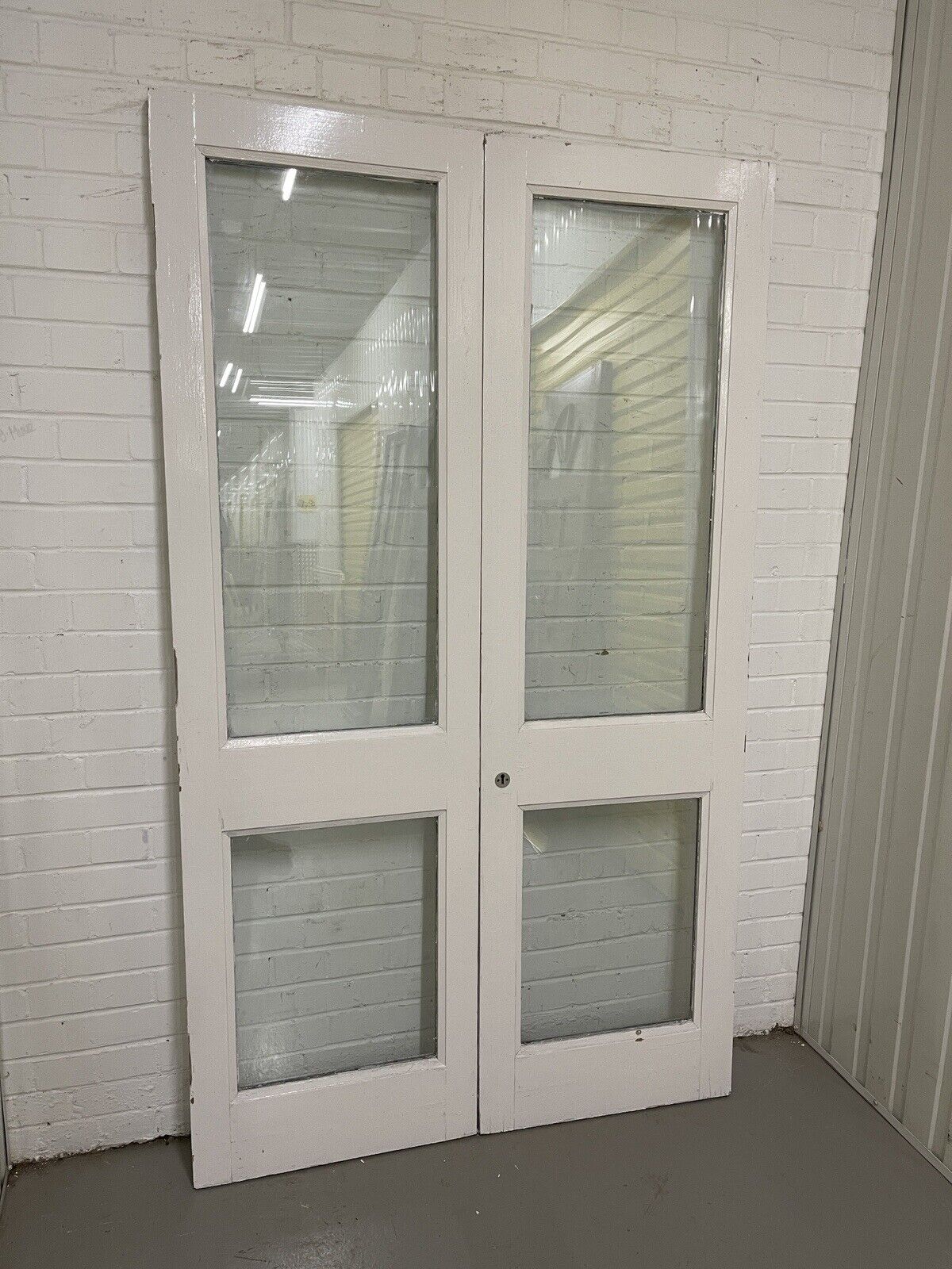 Reclaimed Old French Double Glazed Glass Wooden Double Doors 1978 x 1163mm