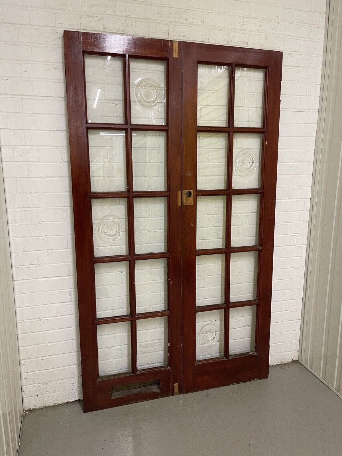 Reclaimed Old French Single Panel Glass Wooden Double Doors 1983 x 1170mm