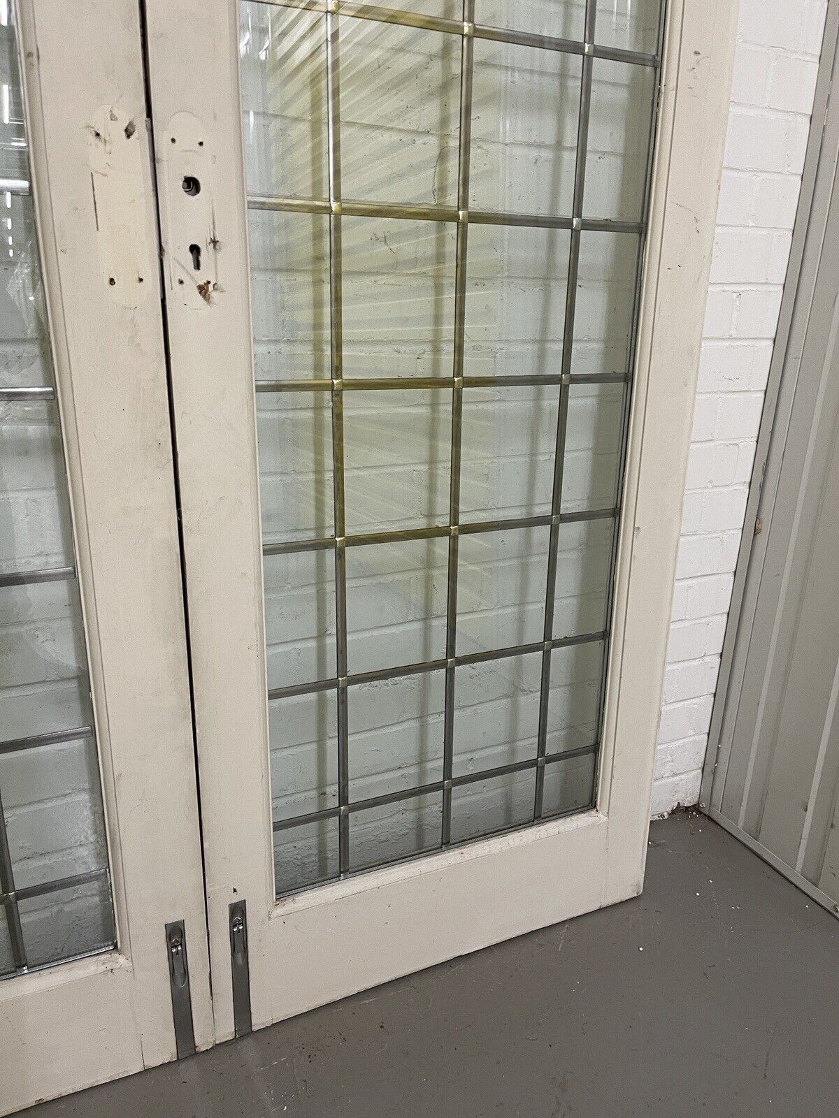 Reclaimed French Double Glazed Leaded Glass Wooden Double Doors 2125 x 1370mm