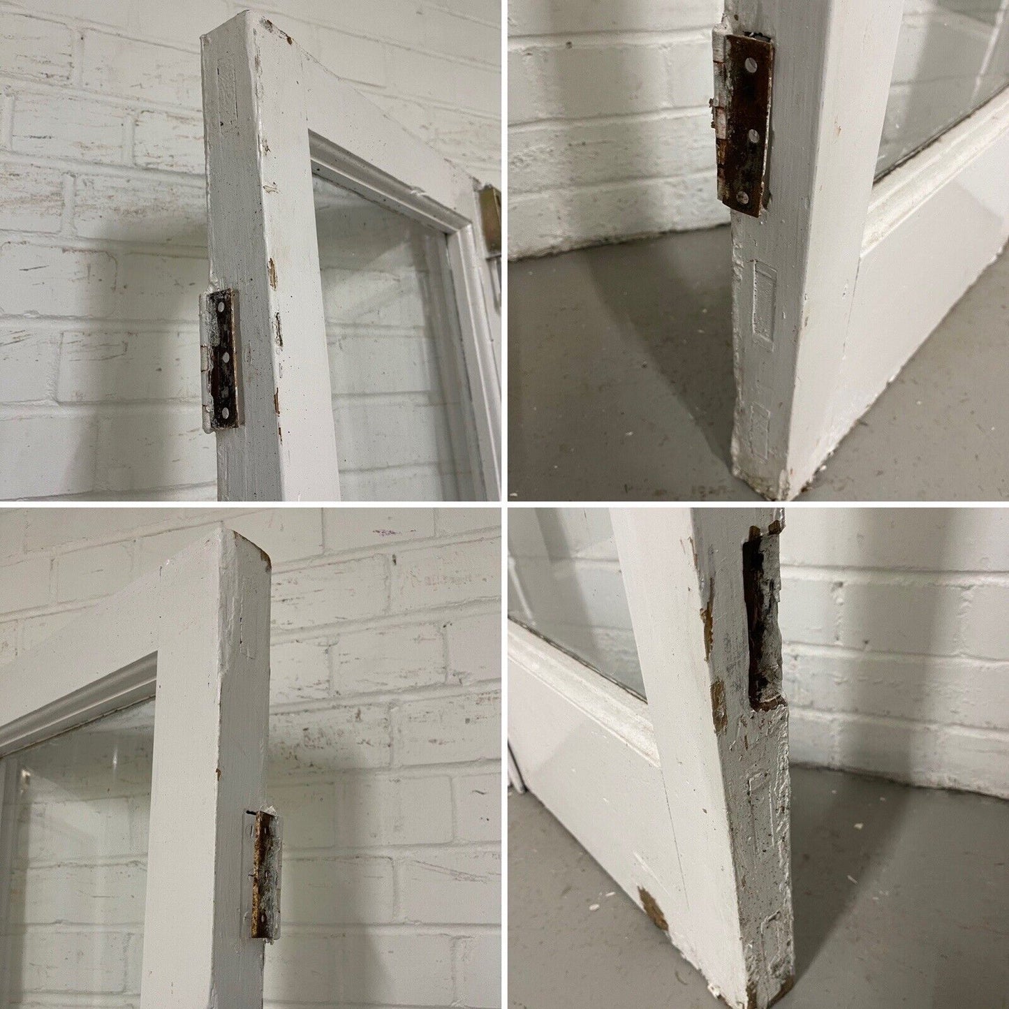 Reclaimed Old French Single Panel Glass Wooden Double Doors 2030 x 920mm