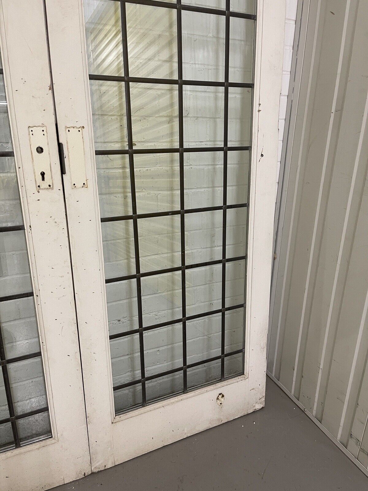 Reclaimed French Double Glazed Leaded Glass Wooden Double Doors 2125 x 1370mm