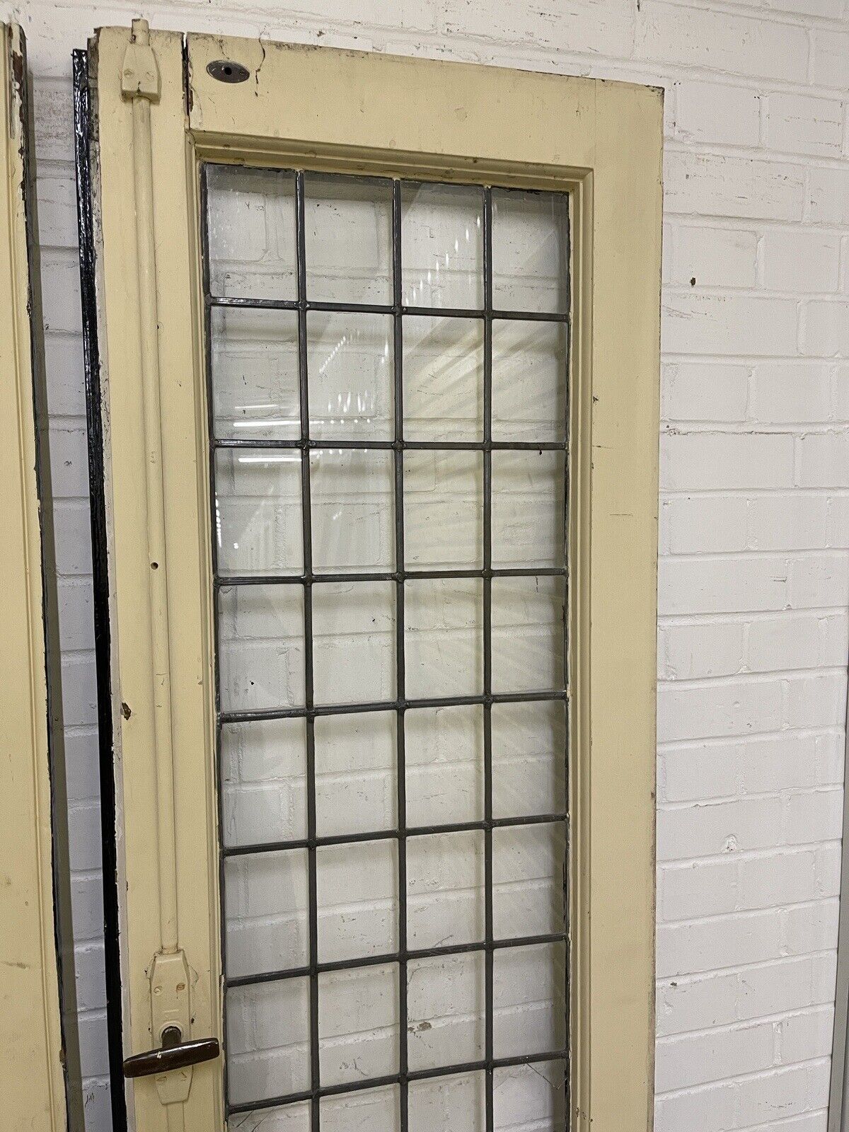 Reclaimed Old French Leaded Single Panel Glass Wooden Double Doors 2020 x 1120mm