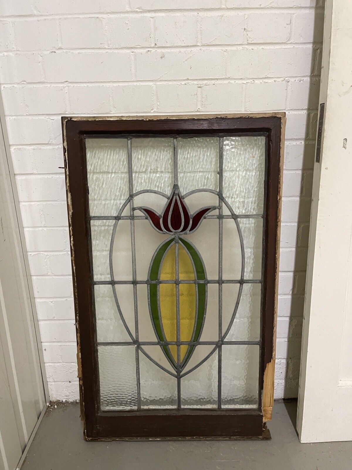 Reclaimed Victorian Wooden Panel Front Door With Stained Glass 1970mm x 810mm