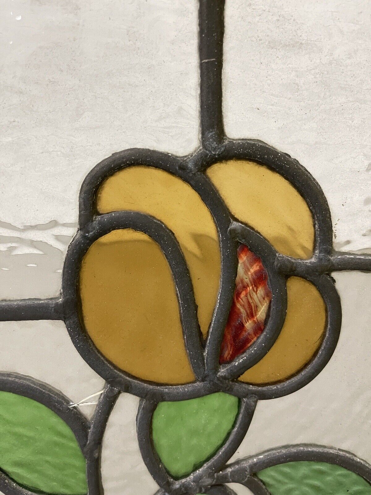 Reclaimed Leaded Light Stained Glass Art Nouveau Window Panel 620 x 460mm
