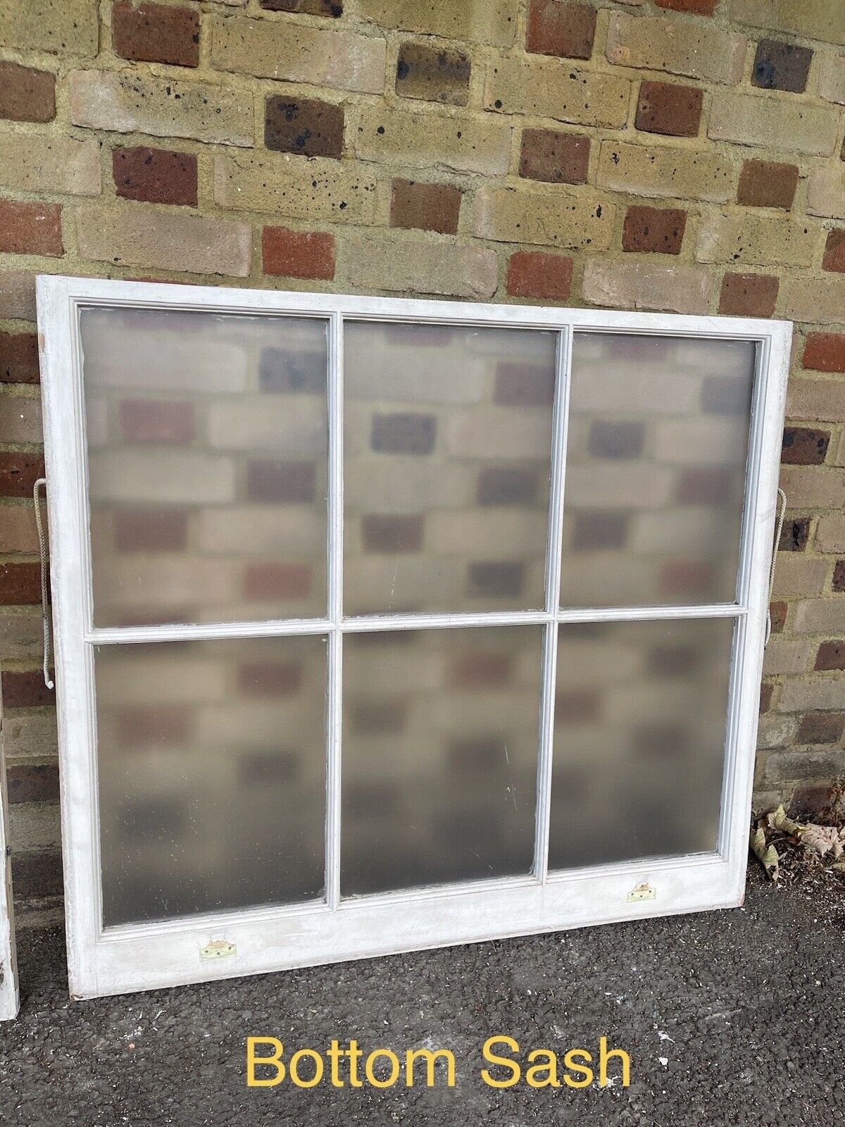 Pair of Reclaimed Old Georgian 6 Panel Wooden Top and Bottom Window 1080 x 990mm
