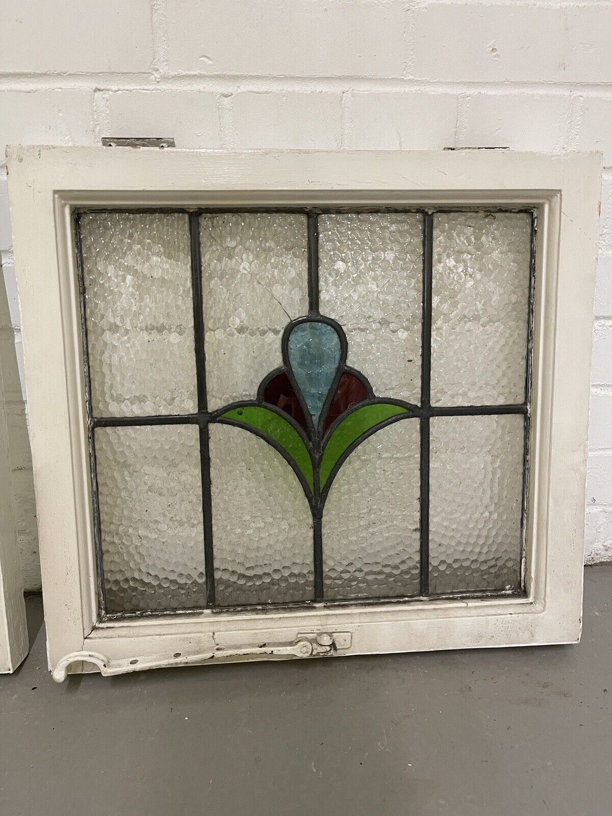 Reclaimed Leaded Light Stained Glass Art Nouveau Wooden Window Panel