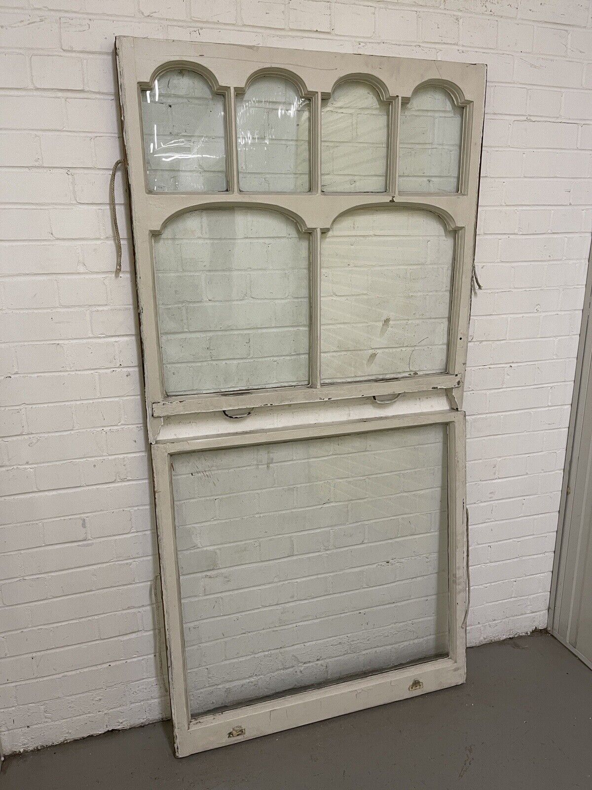 Pair Of Reclaimed Old Edwardian Arch Sash Wooden Windows 910 x 918 915 x 880mm