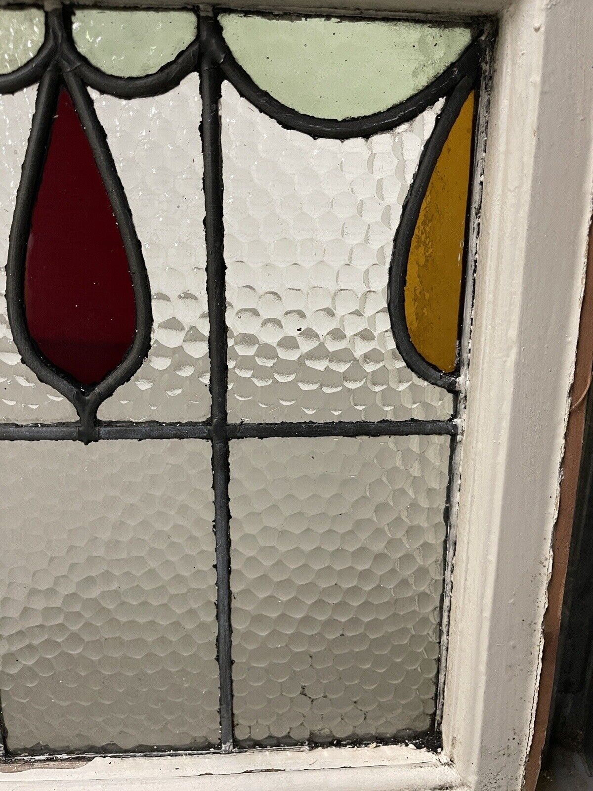 Reclaimed Leaded Light Stained Glass Window Panel 430 x 455mm