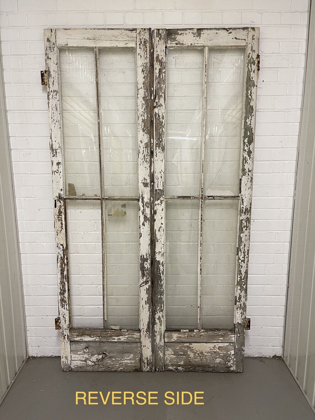 Reclaimed Georgian French Single Panel Glass Wooden Double Doors 2130 x 1210mm