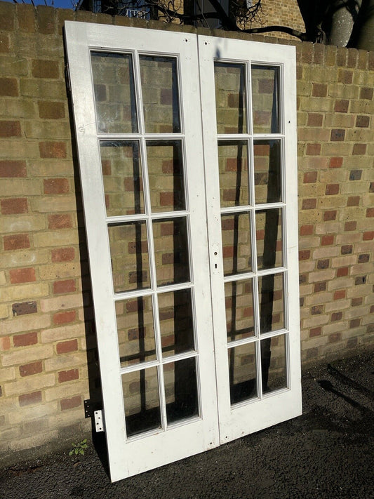 Reclaimed French Single Panel Glass Wooden Double Doors 1980 x 1105mm