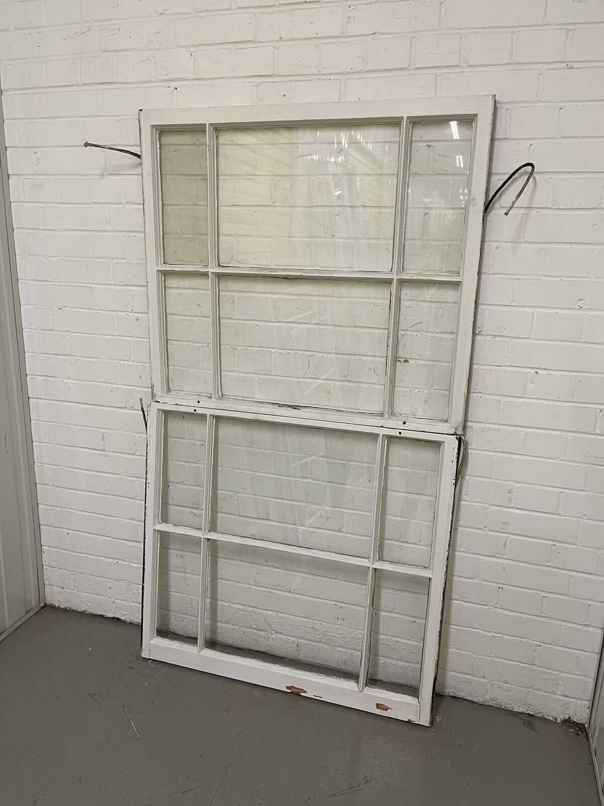 Pair Of Reclaimed Edwardian 6 Panel Wooden Sash Windows 910 x 803mm 910 x 820mm
