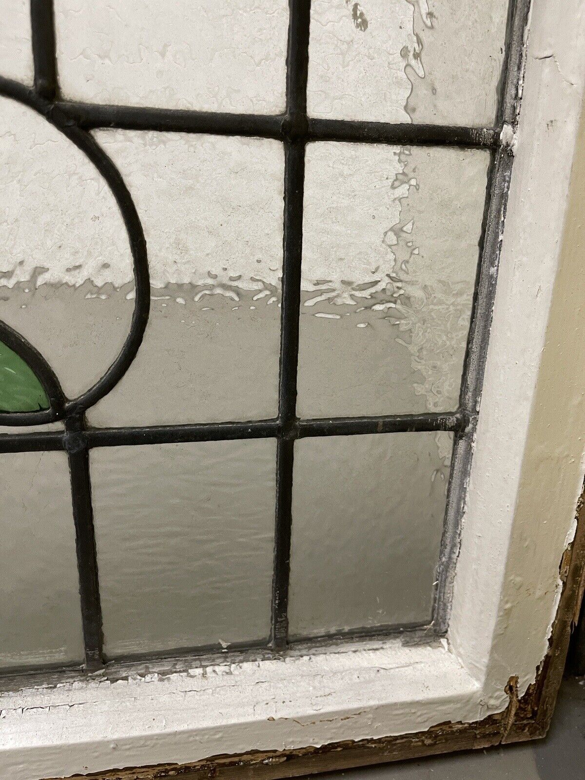 Reclaimed Leaded Light Stained Glass Art Nouveau Window Panel 620 x 460mm