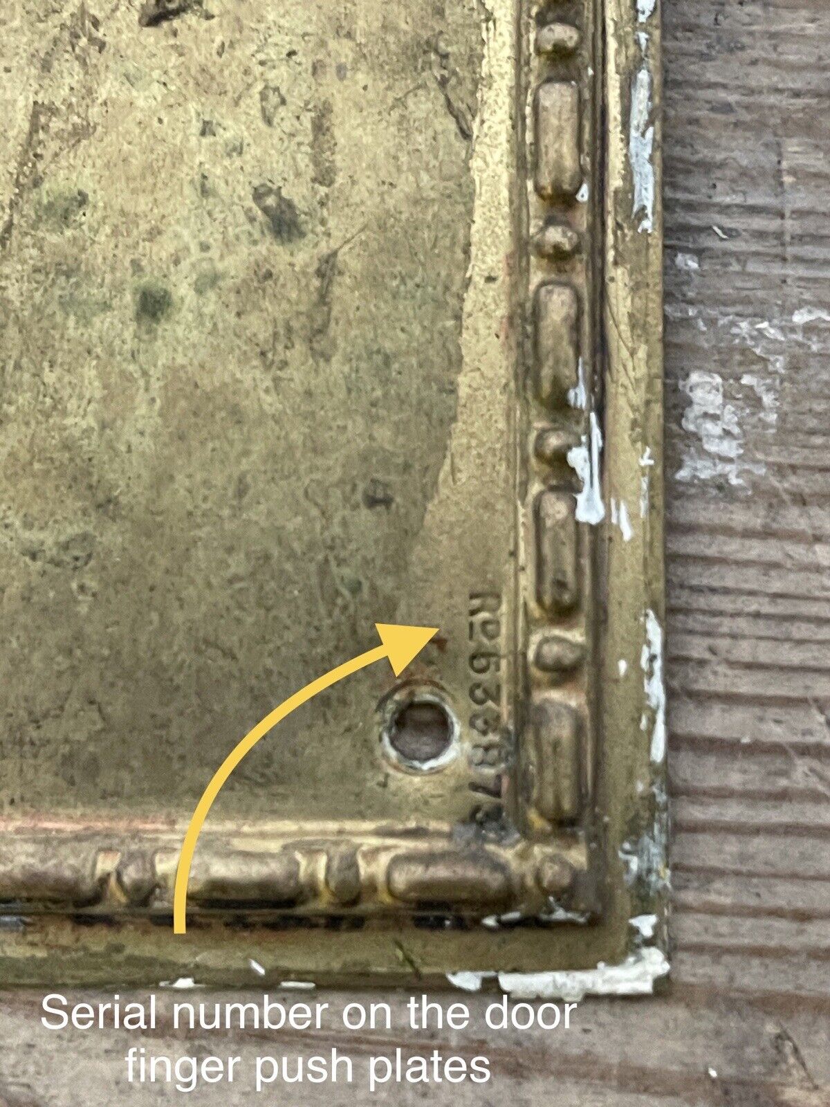 Reclaimed Brass Art Nouveau Embossed Finger Plate Push Door Handle No. RD533873