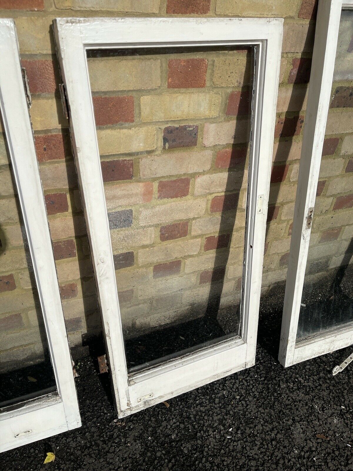 Job Lot Of Reclaimed Old Wooden Panel Sash Windows Cylinder Wavy Glass X 5
