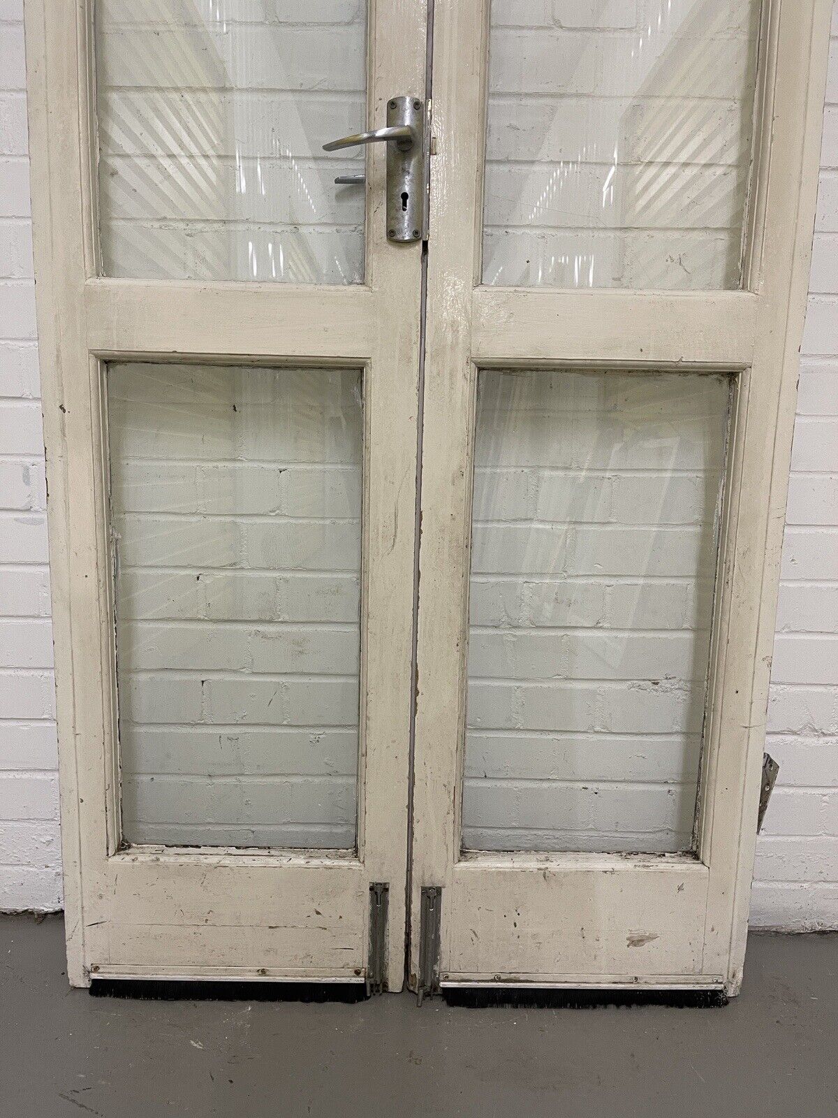 Reclaimed Old French Single Panel Glass Wooden Double Doors 2143 x 905mm