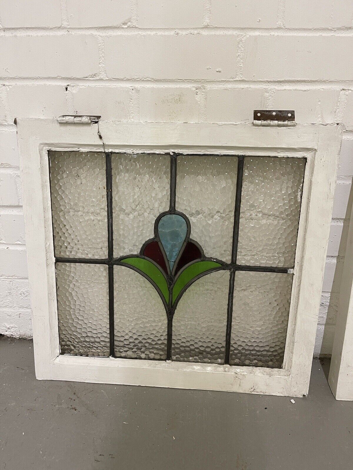 Reclaimed Leaded Light Stained Glass Art Nouveau Wooden Window Panel