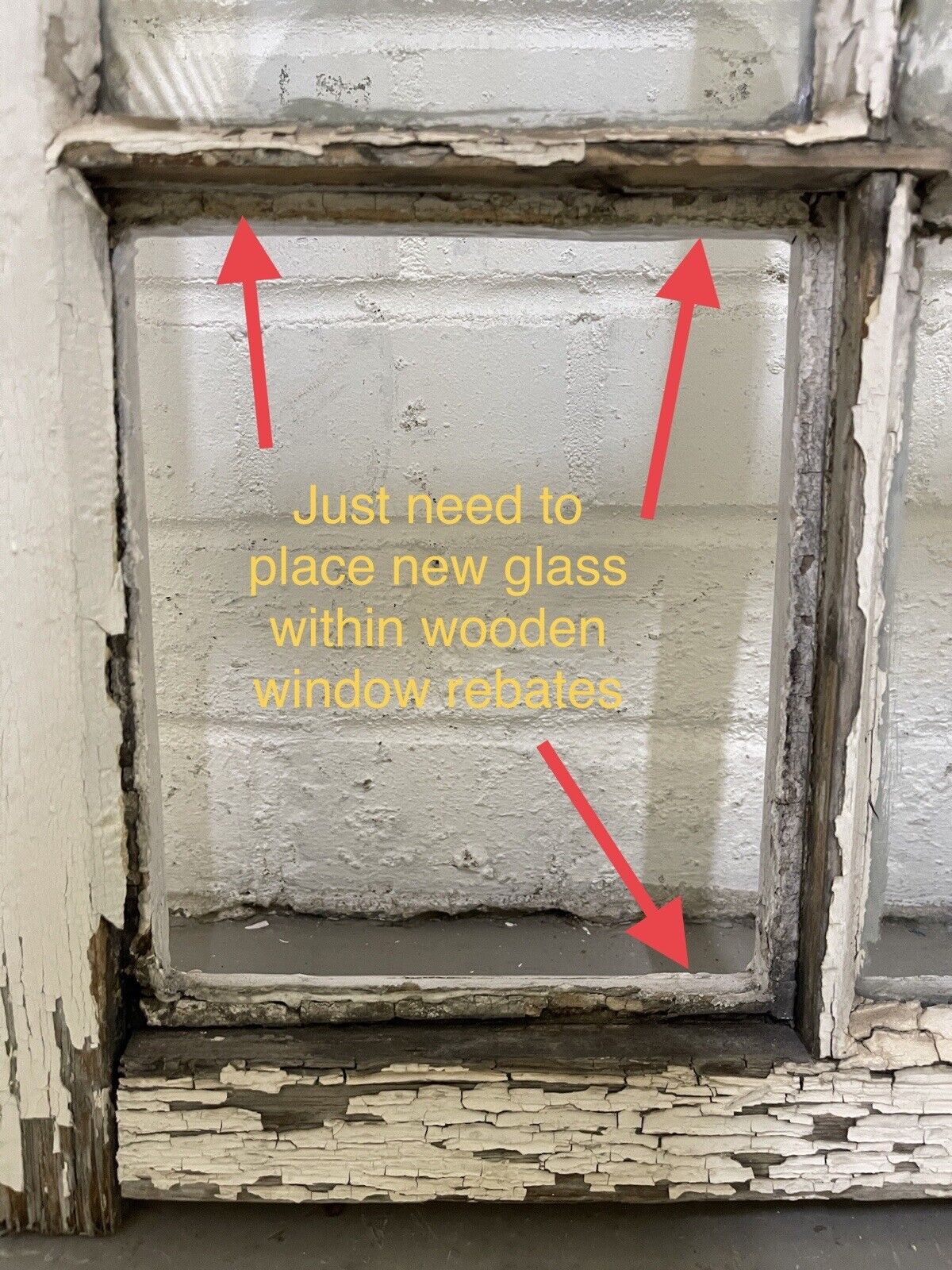 Reclaimed Old Georgian Arch Panel Wooden Sash Window 970 x 716mm