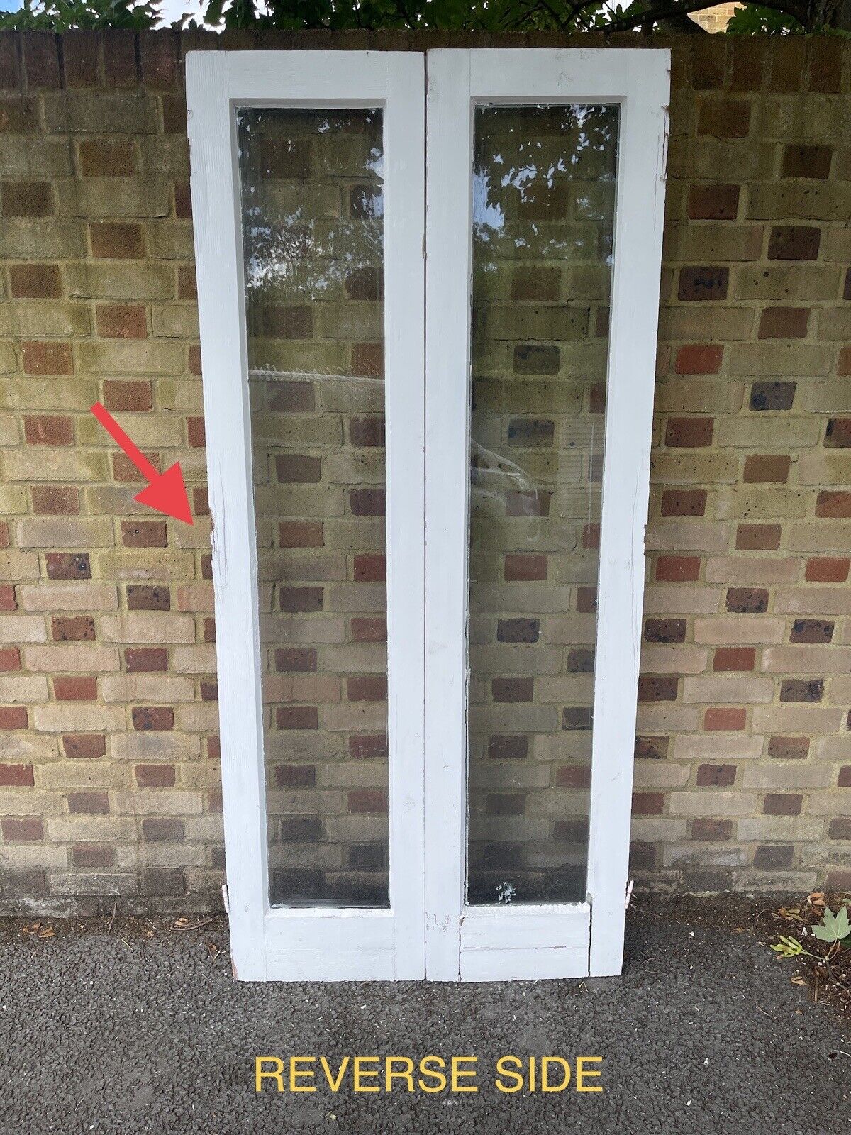 Reclaimed Old French Single Panel Glass Wooden Double Doors 1970 x 910mm