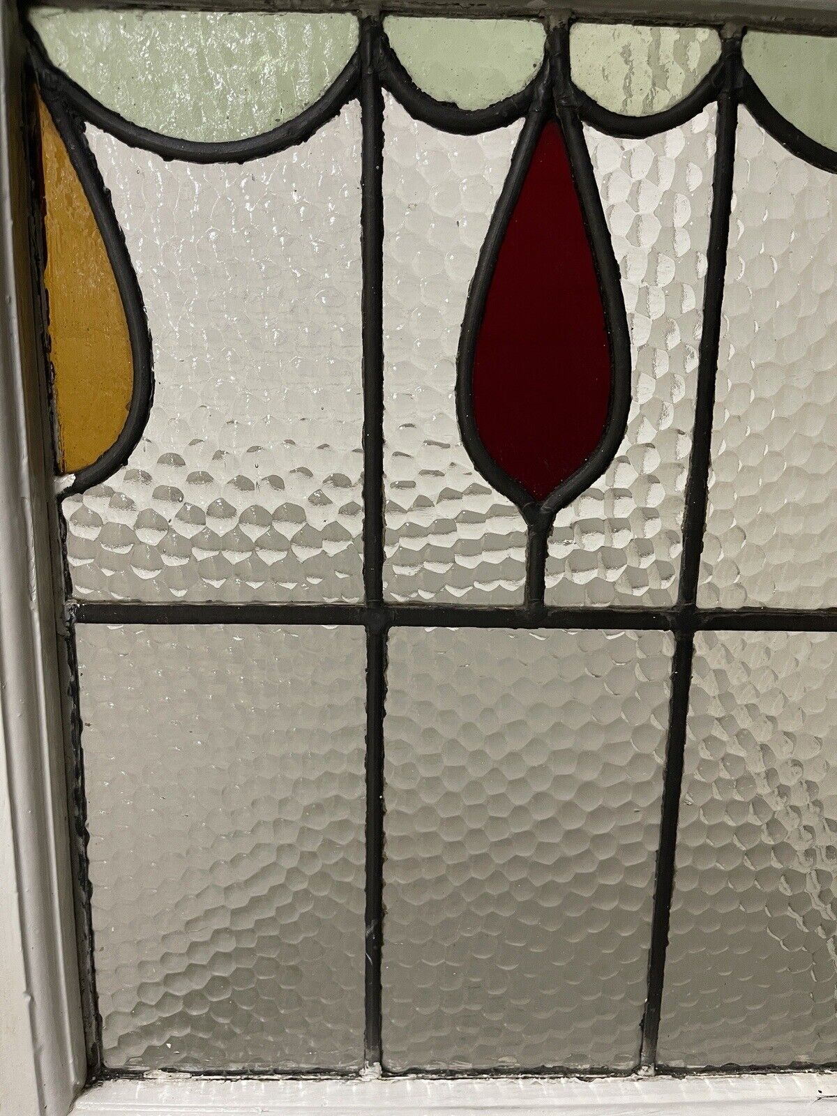 Reclaimed Leaded Light Stained Glass Window Panel 430 x 505mm