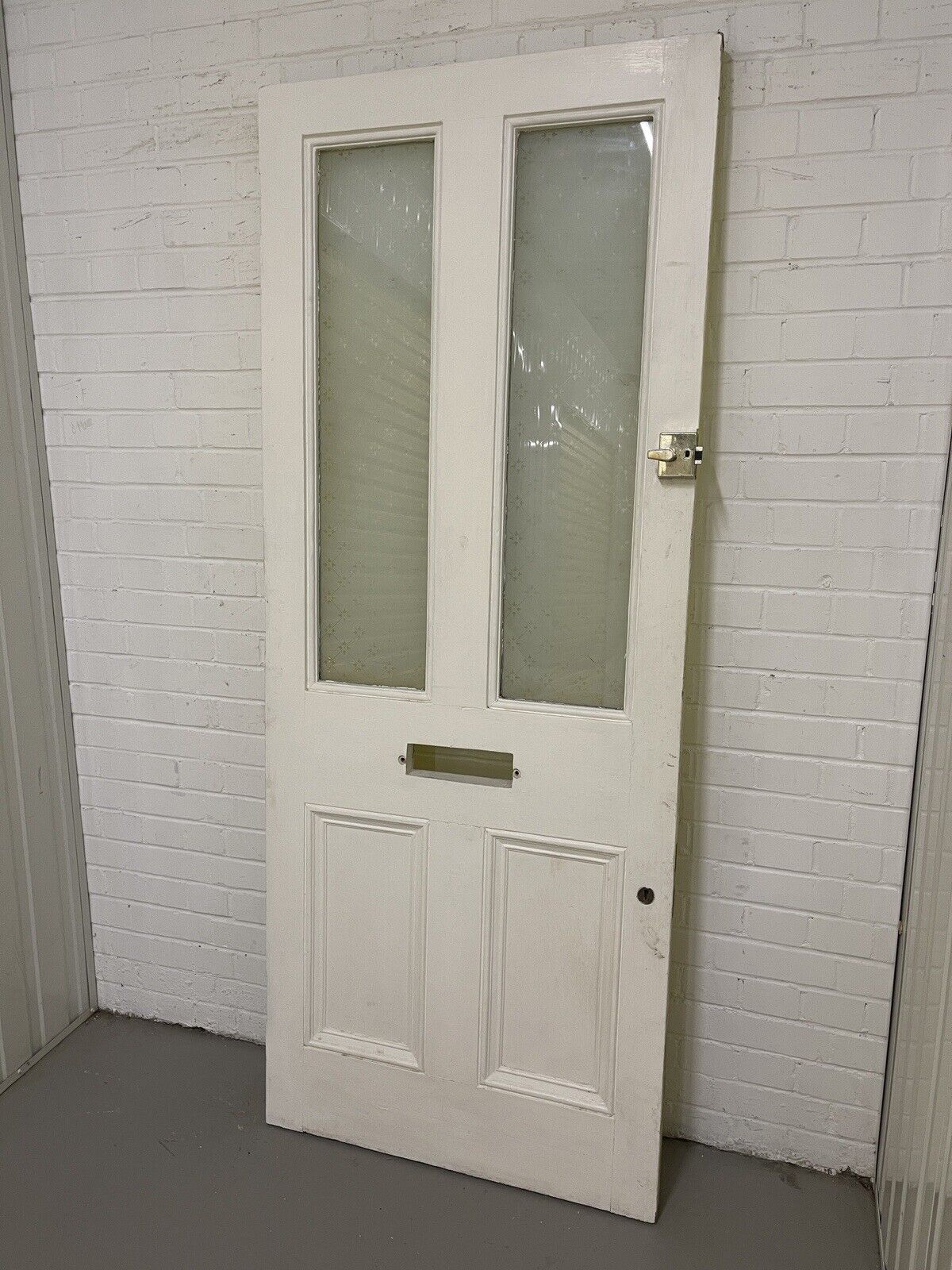 Reclaimed Old Victorian Wooden Panel Front Door Etched Glass 2023mm x 809mm