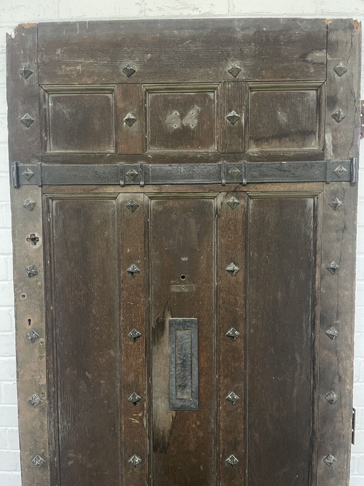 Reclaimed Old Oak Metal Studded Wooden Front Door 2060mm x 900mm