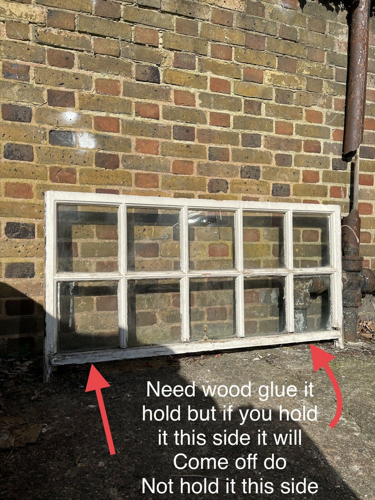 Large Reclaimed Old Georgian 10 Panel Wooden Sash Window