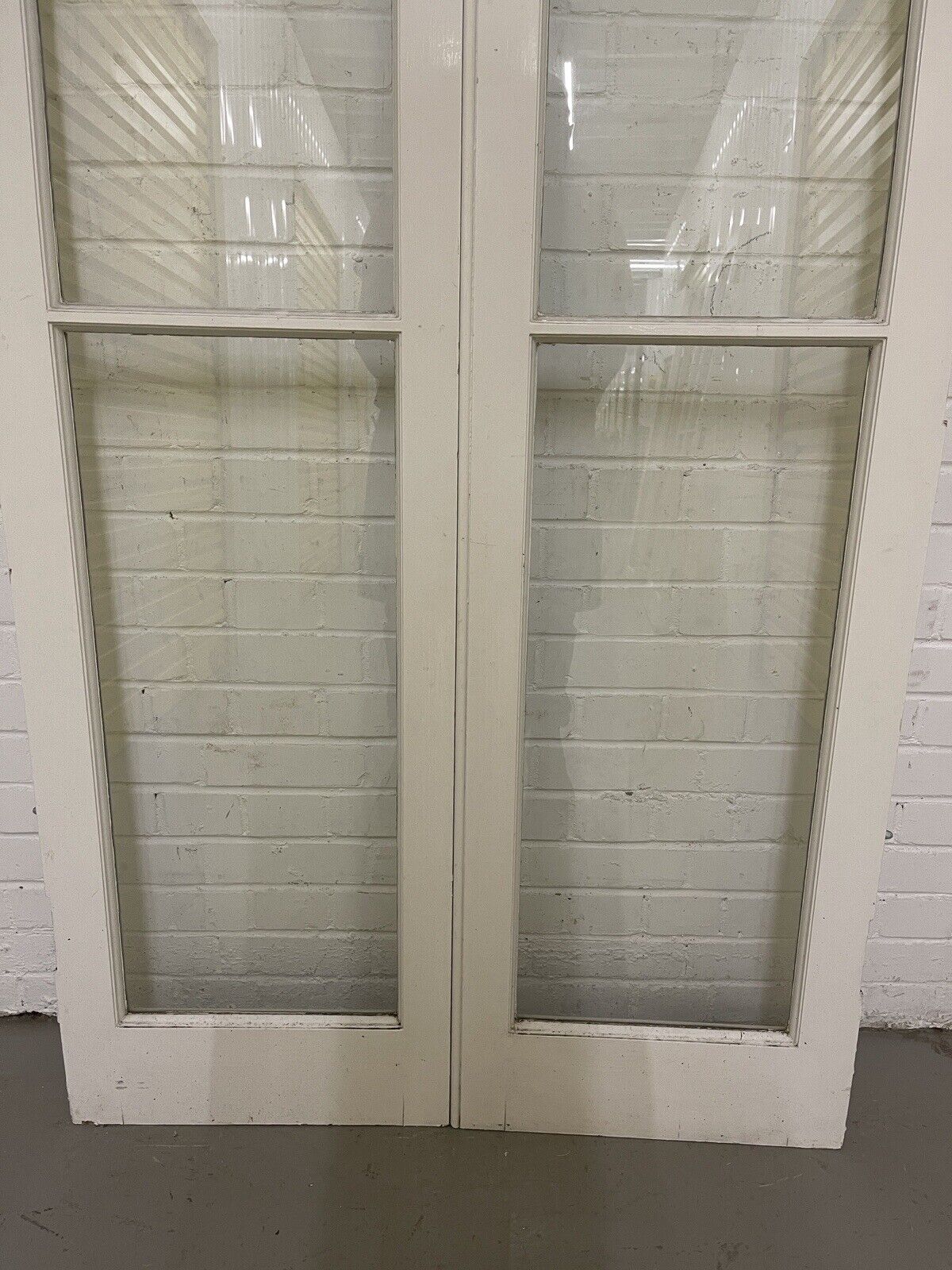 Reclaimed French Toughened Single Panel Glass Wooden Double Door 1930 x 1004mm