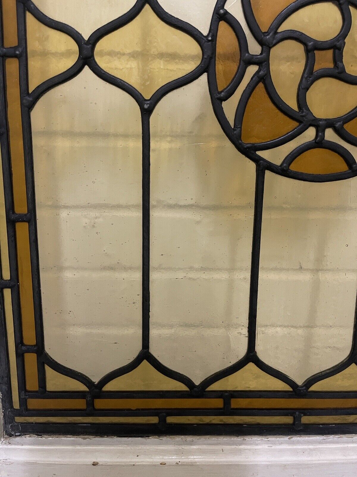 Reclaimed Leaded Light Stained Glass Art Nouveau Wooden Window Panel