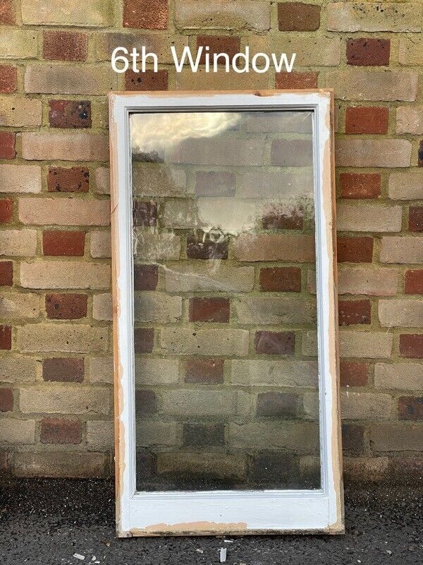 Job Lot Of Reclaimed Old Wooden Panel Sash Windows Cylinder Wavy Glass X 10