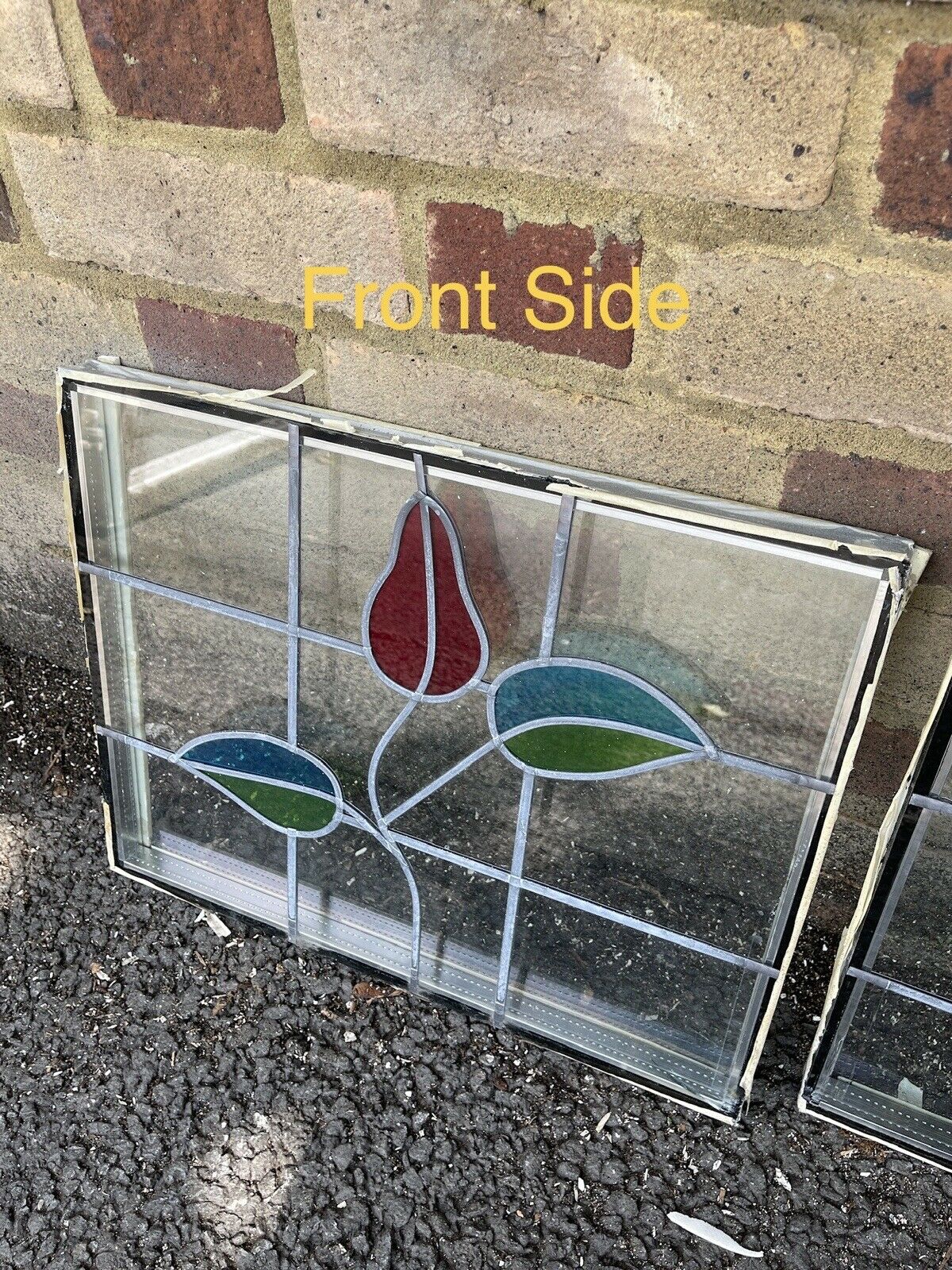 Job Lot Of Three Leaded Light Double Glazed Floral Stained Glass Panels