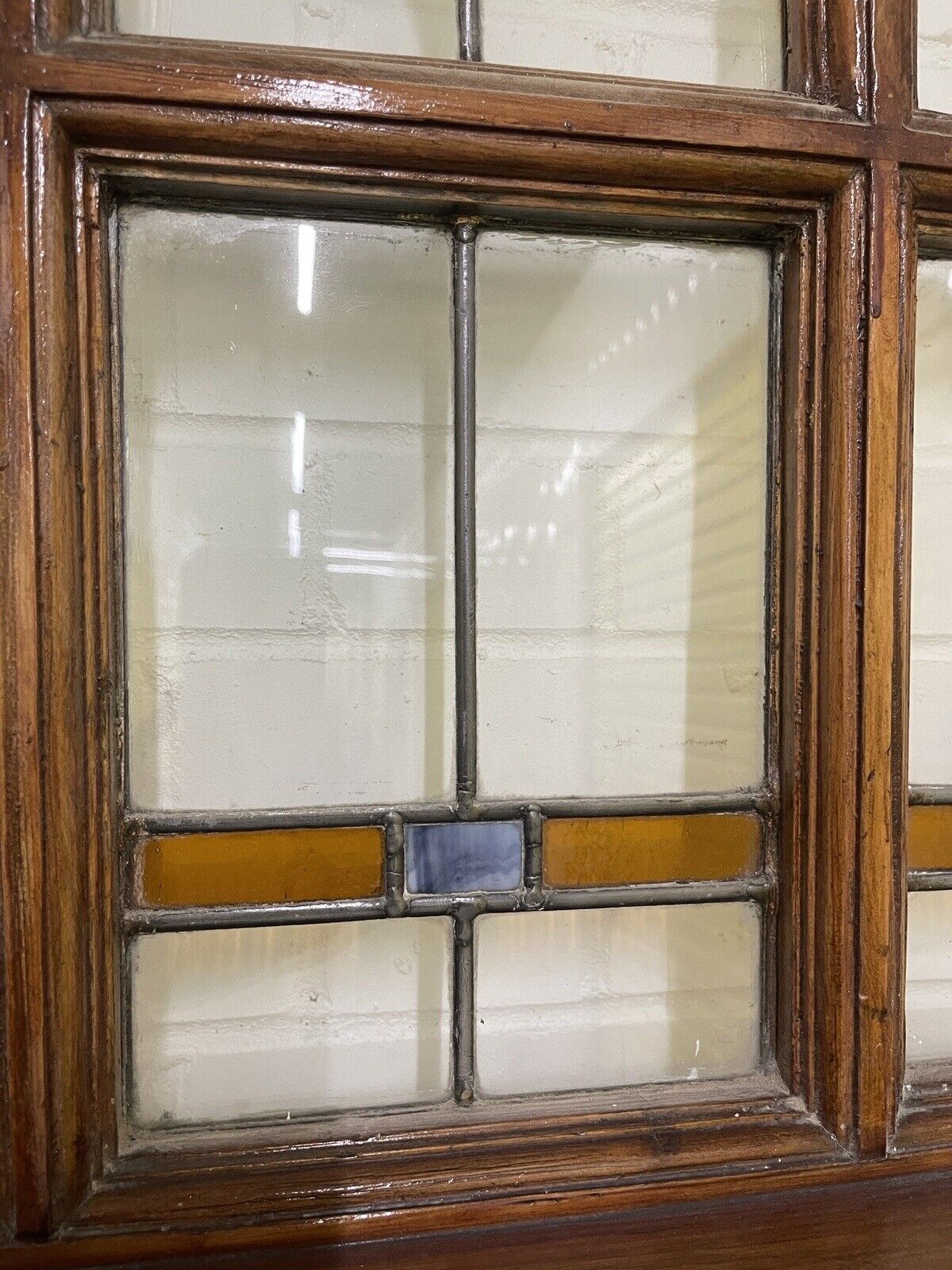 Reclaimed Old Edwardian Wooden Panel Front Door Stained Glass 2123mm x 910mm