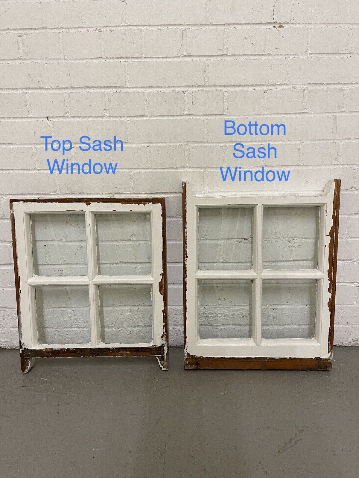 Pair Of Reclaimed Georgian 4 Panel Wooden Panel Sash Window 547 x 463mm