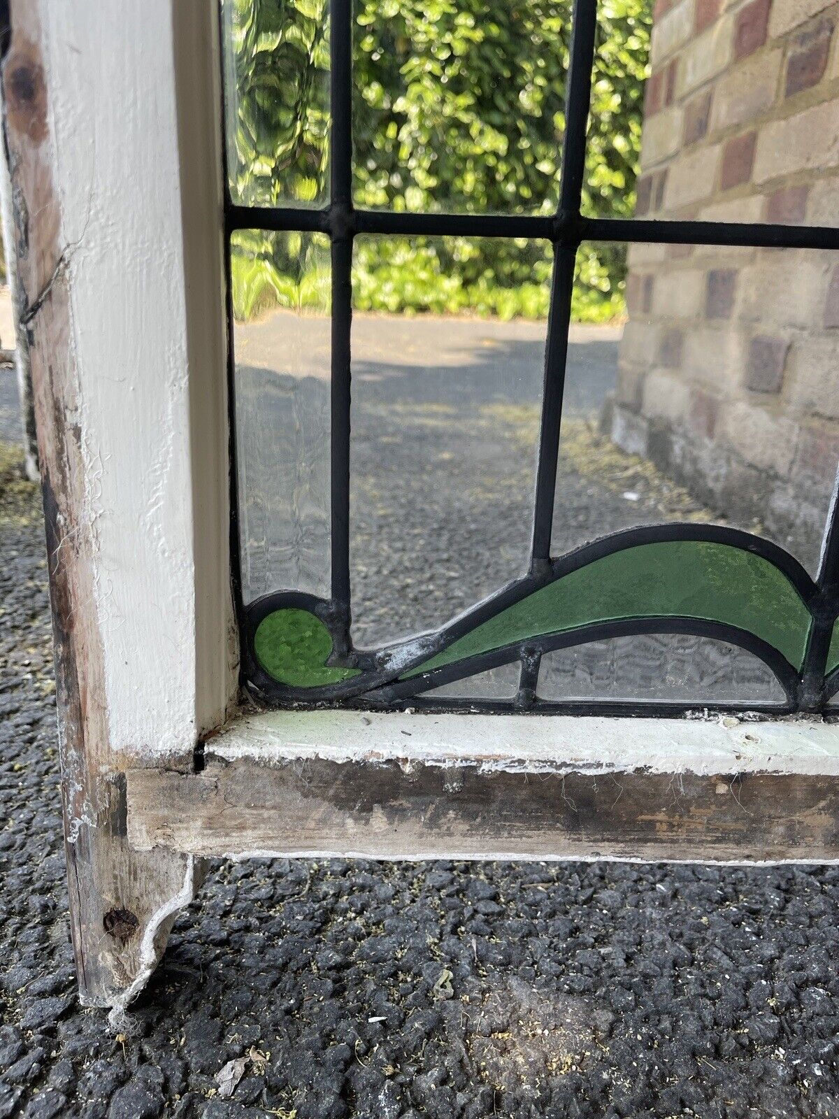 Reclaimed Leaded Light Stained Glass Art Nouveau Window Panel 835 x 530mm