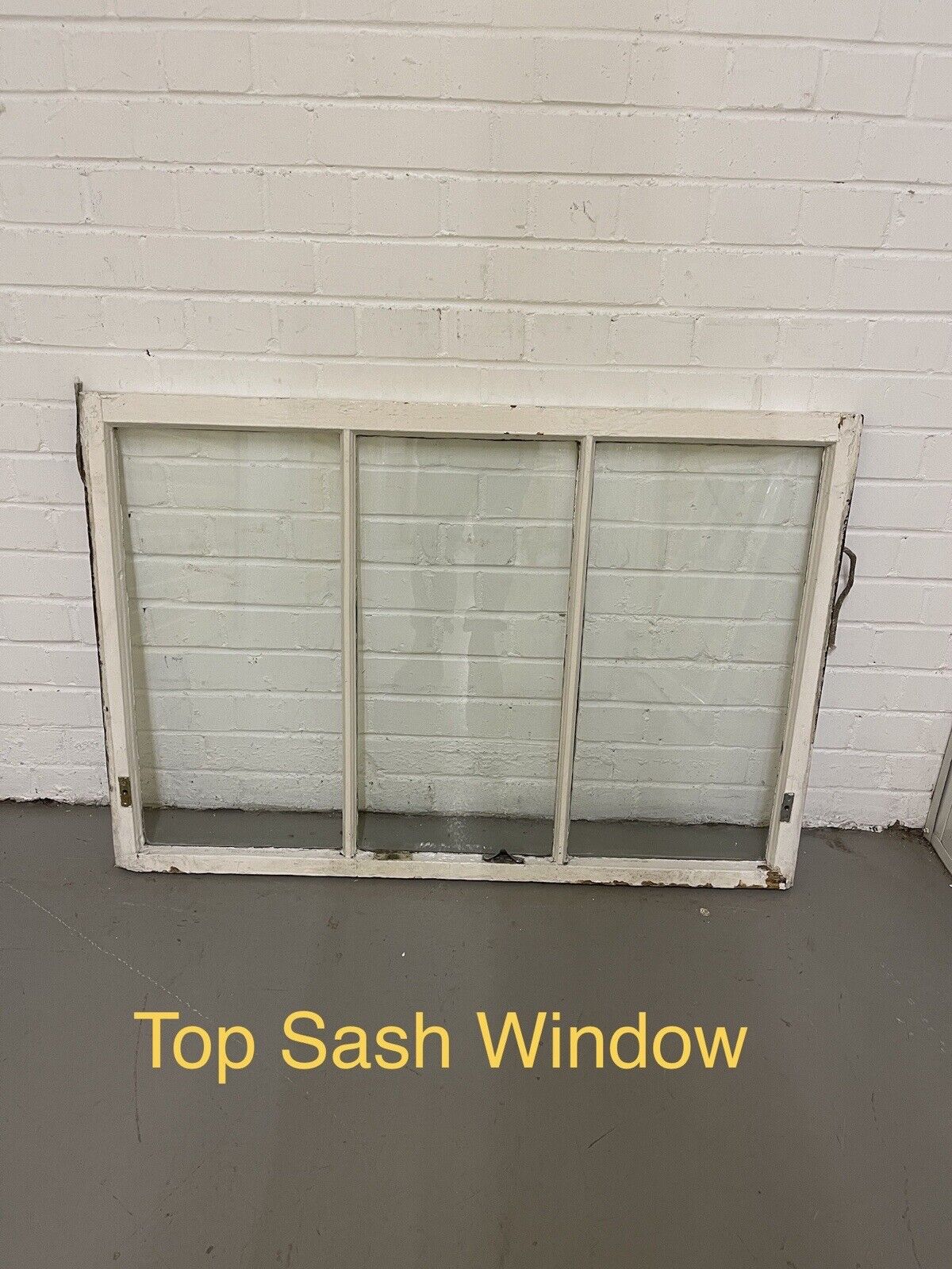 Pair Of Reclaimed Old Victorian Edwardian Three Wooden Panel Sash Windows